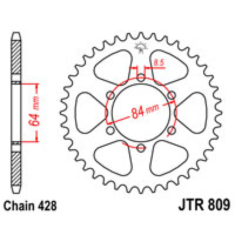 Купить Звездочка задняя JT Sprockets (шаг 428 ) JT JTR809